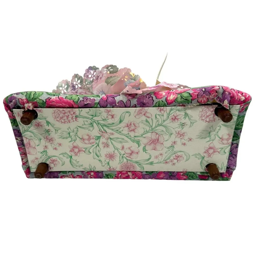 Vintage Pink Capodimonte Bisque Doll Couch Sofa Floral‎ Bisque Porcelain w/ Tag